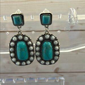 Turquoise and Silver Dangle Earrings